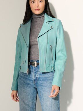 Overland Ariel Leather Moto Jacket Sz S